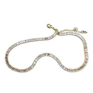 18k Gold Filled “Aphrodite” Tennis Choker Baguette CZ Statement Necklace Lux